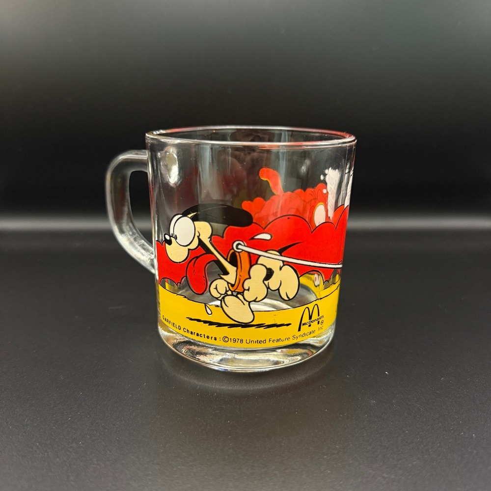 Vintage 1978 McDonalds Garfield Glass Mug Use Your Friends Wisely Odie Jim Davis
